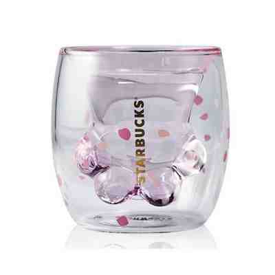 Modelspace Starbucks Cat/'s Paw Sakura Double Wall Glass Mug Cup 6oz Pink Cat