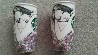 STARBUCKS Charlotte Ronson Ceramic Double Wall Travel Cup Mug 12 fl oz. 2013  - Sold on eBay Jun, 11th 2019 for $50.00