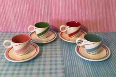 Set of 4 Starbucks 2007 Demitasse Espresso Cups & Saucers Peppermint Candy Cane - Sold on eBay Jun, 11th 2019 for $24.95