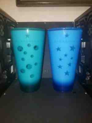 Rare Pair Mermaid Starbucks Acrylic Tumblers 2003 White In Circle/Stars Out 20oz - Sold on eBay Jun, 11th 2019 for $22.00