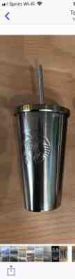 STARBUCKS Cold Cup GOLD STAINLESS STEEL w Lid Tumbler w original straw 16 oz.  - Sold on eBay Jun, 11th 2019 for $18.00