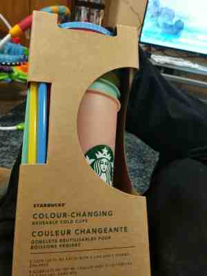 Starbucks 5 Pack Colour Changing Reusable Cold Cup With Color Lids Straws 24oz - Sold on eBay Jun, 11th 2019 for $61.00