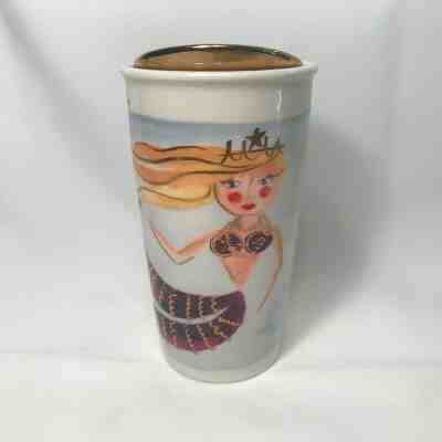 Starbucks Illustrate Siren Mermaid Travel Mug Tumbler 2015 Ceramic Gold Lid 12oz - Sold on eBay Jun, 11th 2019 for $32.99