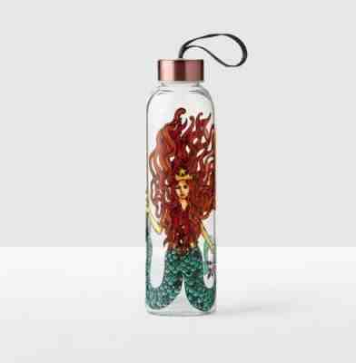 Starbucks 2017 Red Siren Collection Glass Water Bottle w Nylon Wristlet Strap - Sold on eBay Jun, 11th 2019 for $27.88