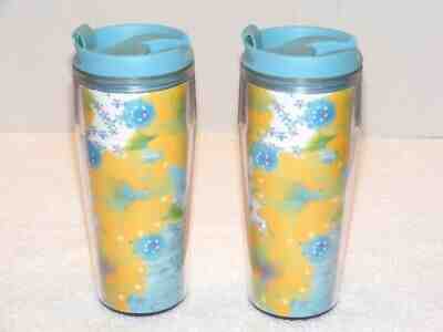 2003 STARBUCKS COFFEE 16 oz PLASTIC FLORAL DESIGN TRAVEL TUMBLER MUGS (G19) GUC - Sold on eBay Jun, 11th 2019 for $29.99