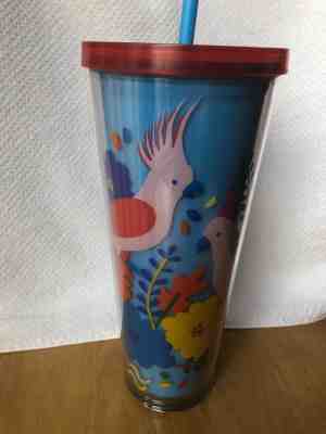 STARBUCKS 2018 COLD CUP SUMMER BIRDS  RED/ BLUE  TUMBLER 24 fl oz - Sold on eBay Jun, 11th 2019 for $39.99