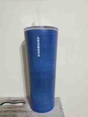 NEW STARBUCKS COLD CUP DENIM BLUE STAINLESS STEEL VENTI TUMBLER CUP 24 oz. - Sold on eBay Jun, 11th 2019 for $24.99