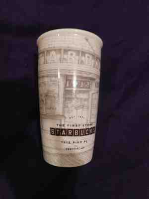  Starbucks Travel Mug Cup 2016 12 oz 1st Store Pike Place Ceramic Hand Drawn NIB - Sold on eBay Jun, 11th 2019 for $39.35