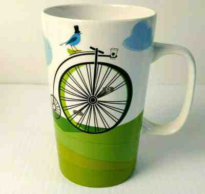Starbucks 2014 Penny Farthing Bicycle Blue Bird Tall 16 oz Coffee Mug Cup Rare - Sold on eBay Jun, 10th 2019 for $16.00