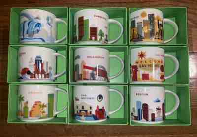 Starbucks You Are Here Coffee Mugs Lot Of 9 Brand New In Original Boxes Retired - Sold on eBay Jun, 10th 2019 for $102.51