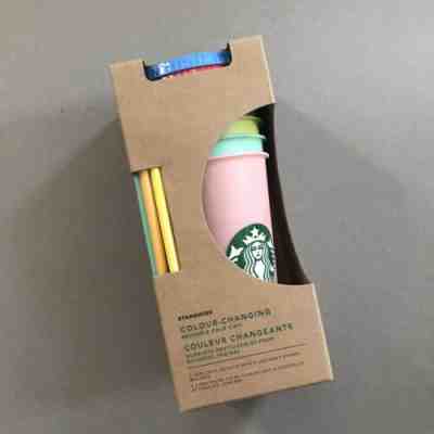 Starbucks Color Changing Reusable Cold Cup Tumblers Set of 5 with Straws & Lids - Sold on eBay Jun, 10th 2019 for $68.00