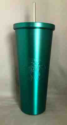 NEW 2015 Starbucks Aqua Teal Double-Wall STAINLESS Steel Cold Cup 24 oz Tumbler - Sold on eBay Jun, 10th 2019 for $45.00