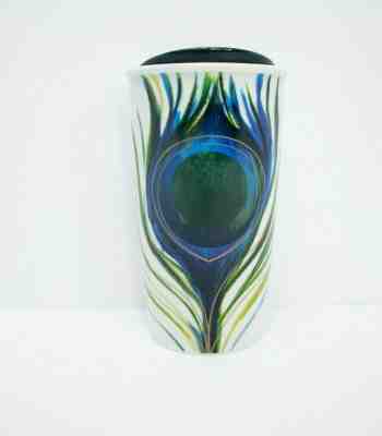 Starbucks Peacock Feather 12 oz Tumbler Travel Mug 2015 With Dark Blue Lid - Sold on eBay Jun, 10th 2019 for $26.00