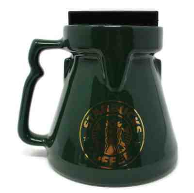 Starbucks Coffee Green Gold Logo Chubby Ceramic Wide Bottom Travel Mug with Lid - Sold on eBay Jun, 10th 2019 for $29.99
