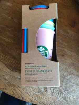 Starbucks Color Changing Reusable Cold Cup Collection Pack of 5 Lids Straws 24oz - Sold on eBay Jun, 10th 2019 for $60.00