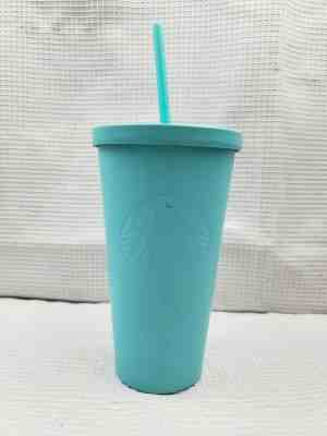 Starbucks 2016 Matte Blue Teal Stainless Steel Tumbler Cold Cup Straw 16 OZ. - Sold on eBay Jun, 10th 2019 for $16.98