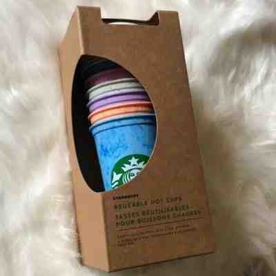 NEW! Starbucks Reusable Hot Cups 6 Cups With 6 Lids Not Color Changing Fast Ship - Sold on eBay Jun, 10th 2019 for $45.00