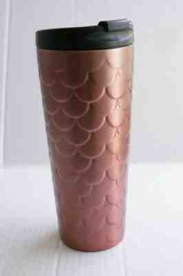 RARE Starbucks 2017 STAINLESS COPPER Mermaid SCALES Traveler Tumbler  BRAND NEW 