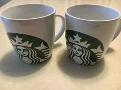 Two 12 oz Starbucks Coffee Mugs Green Mermaid Logo White NWOT - Sold on eBay Jun, 10th 2019 for $15.00