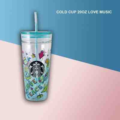 Starbucks Summer 2019 China Love Music 20oz Glass Cold Water Cup  - Sold on eBay Jun, 10th 2019 for $28.99