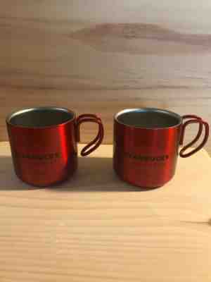 2 STARBUCKS Stainless Steel RED Coffee Espresso DEMITASSE Mug 3 oz Cup 2017 - Sold on eBay Jun, 10th 2019 for $17.99