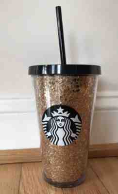 Starbucks Holiday Gold Glitter 16oz Cold Cup Coffee Drink Tumbler Straw 2018 - Sold on eBay Jun, 9th 2019 for $22.00