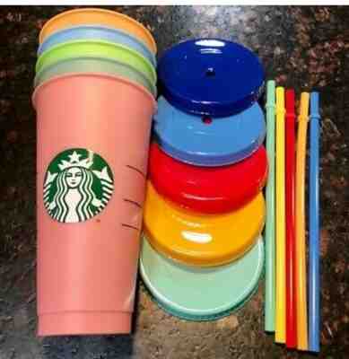 Limited edition Collectible Polular Starbucks Cold Changing Cups with Staws - Sold on eBay Jun, 9th 2019 for $30.00