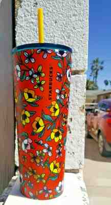 NEW Starbucks Spring 2019 Flower 24 Oz Cold Cup "Venti" Stainless Steel Tumbler - Sold on eBay Jun, 9th 2019 for $35.00