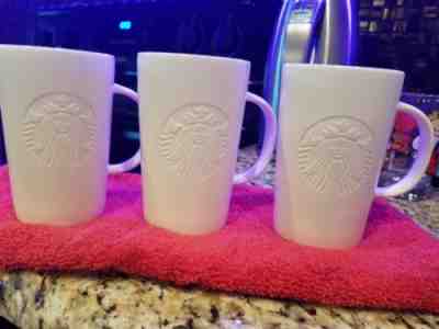 STARBUCKS 2014 Coffee EMBOSSED MERMAID Mug - 3  Matte White Tall 12 oz Latte Cup - Sold on eBay Jun, 9th 2019 for $30.00
