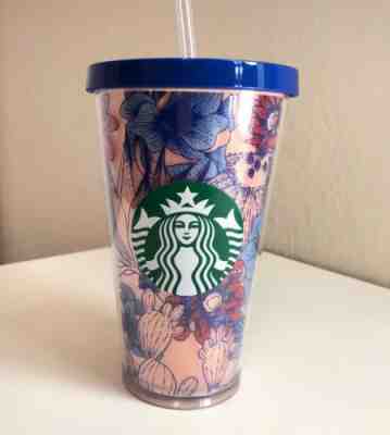 2019 STARBUCKS 16oz Cold Cup Tumbler - Cactus Floral Desert Design, Purple, Pink - Sold on eBay Jun, 9th 2019 for $22.99