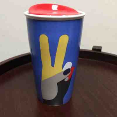 Starbucks Peace Sign Holiday Traveler 12oz Double Wall Ceramic Tumbler - Sold on eBay Jun, 9th 2019 for $15.00