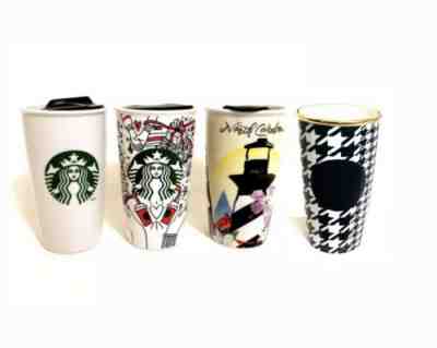 4 Starbucks Travel Mug Collection North Carolina, Christmas, Siren, Houndstooth - Sold on eBay Jun, 9th 2019 for $45.00