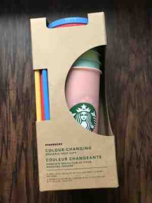 New Starbucks Color Changing Reusable Cold Cup Tumblers 24oz Venti Set Of 5 Cups - Sold on eBay Jun, 9th 2019 for $72.00