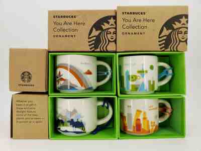 STARBUCKS YOU ARE HERE COLLECTION 4 ORNAMENTS ALASKA HAWAII LOS ANGELES SEATTLE - Sold on eBay Jun, 9th 2019 for $47.98