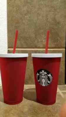 New Starbucks 2018 Holiday X'Mas 16oz Red Cold Cup Tumbler White lid Red Straw - Sold on eBay Jun, 8th 2019 for $19.99