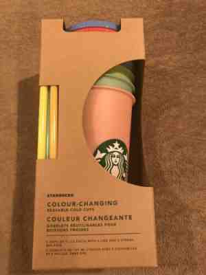 New Starbucks Color Changing Reusable Cold Cup Tumblers 24oz Venti Set Of 5 Cups - Sold on eBay Jun, 8th 2019 for $109.99