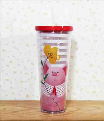 Starbucks Thailand 24oz Cold Cup Tumbler pig and flower  - Sold on eBay Jun, 8th 2019 for $17.99