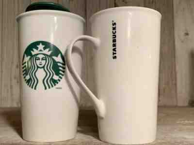 Starbucks Logo Double Wall Ceramic Travel Mugs 16 Oz White Tumbler 2016 Two Mugs - Sold on eBay Jun, 8th 2019 for $42.26