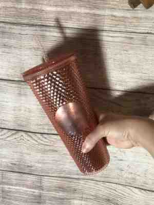 Starbucks Acrylic Iridescent Rose Gold Pink Studded Rainbow Cold Cup Tumbler - Sold on eBay Jun, 8th 2019 for $21.00