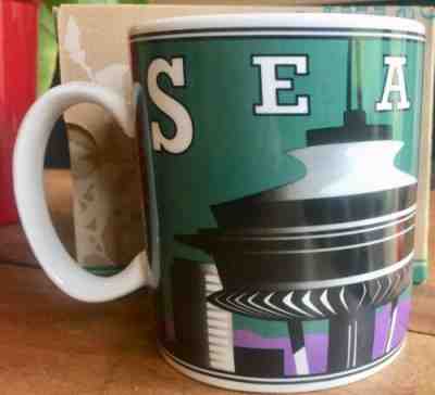2003 NEW STARBUCKS DECO SKYLINE CITY SEATTLE MOUNT “RANIER” MISTAKE MUG RAINIER - Sold on eBay Jun, 8th 2019 for $74.99