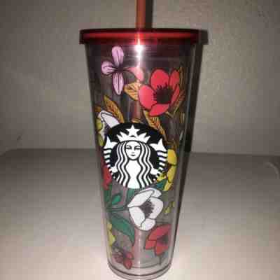 Starbucks Tumbler Spring 2019 Floral Venti 24 oz Flower Red Top New - Sold on eBay Jun, 8th 2019 for $29.99