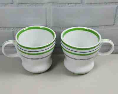 Set of 2 Starbucks 2007 Green and Blue Striped Coffee Mug Cup 12oz - Sold on eBay Jun, 8th 2019 for $18.00