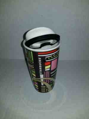 STARBUCKS COFFEE 2014 Ceramic Tumbler Mug Travel Collection 12 oz W/Lid RARE! - Sold on eBay Jun, 8th 2019 for $15.00