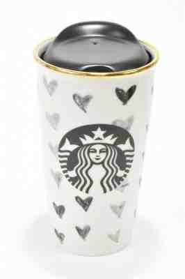 Starbucks Ceramic White Tumbler, Hearts, 12 fl oz 2014 - Sold on eBay Jun, 8th 2019 for $32.99