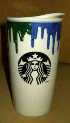 STARBUCKS RAINBOW BAND OF OUTSIDERS CERAMIC DOUBLE WALL TRAVEL MUG CUP 2014 - Sold on eBay Jun, 8th 2019 for $29.99