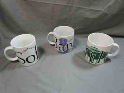 3X Starbucks Collectors Tourist White Coffee Mugs Seattle Bangkok Sofia - Sold on eBay Jun, 8th 2019 for $17.00