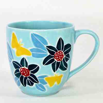Starbucks Coffee FLOWERS & BUTTERFLIES 16oz Mug Cup 2006 Blue Yellow Red Spring - Sold on eBay Jun, 8th 2019 for $24.95