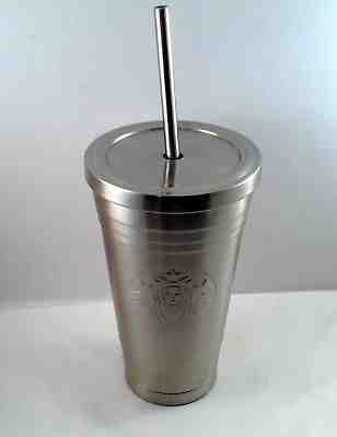 Starbucks Stainless Steel Tumbler & Straw Double Wall Travel Mug Cup Cold Drinks - Sold on eBay Jun, 8th 2019 for $15.01