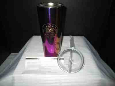 NEW STARBUCKS IRIDESCENT mirror pink/purple STAINLESS STEEL TUMBLER NWT free shp - Sold on eBay Jun, 8th 2019 for $26.00