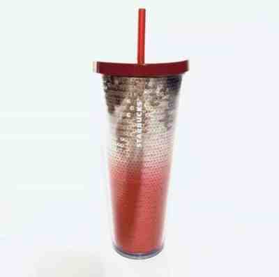 Starbucks Red and Gold Ombre Sequin Tumbler - 24oz - Sold on eBay Jun, 7th 2019 for $16.30